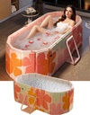 Portable Bathtub Ice Bath Tub - Foldable Collapsible Bathtub for Adult Shower Bathroom Hot SPA Soaking Cold Plunge Tub Freestanding Bathtub Indoor Outdoor 47"Lx22"Wx20"H Pink