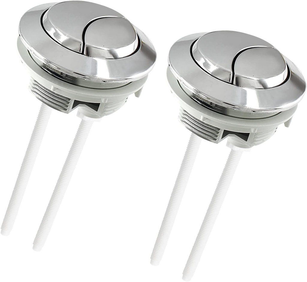2 Pack Dual Push Flushing Toilet Button, 58mm Toilet Tank Buttons Toilet Valve Replacement Flush Button with Thread Diameter (White)