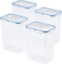 LOCK & LOCK LocknLock Easy Essentials Airtight Rectangular Tall Food Storage Container 7.61 Cup, 4 Piece, Clear