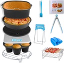 Air Fryer Accessories for Ninja Gourmia COSORI 3.6 4.2 5.8QT Square Air Fryer with Cake Barrel Pizza Pan Cupcake Pan Metal Holder Skewer Rack Silicone Mat Food Tong Oil Brush