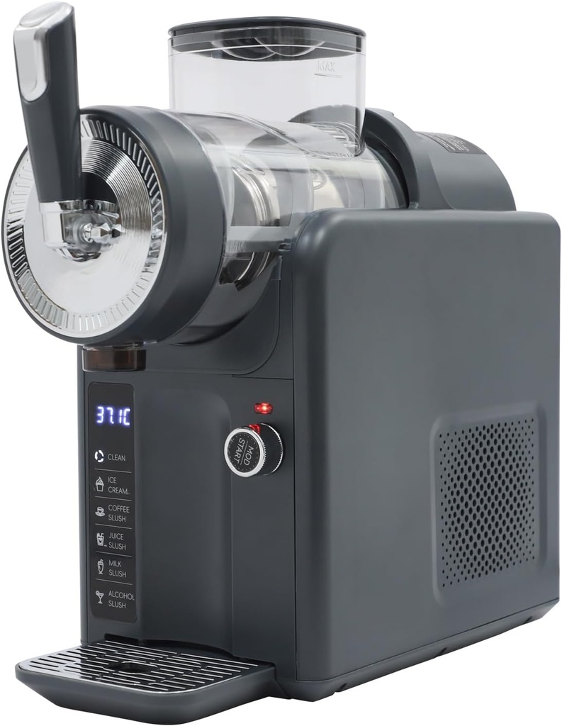 Party Frozen Drink Machine, 5-in-1 Slushie Machine for Home with 5 Modes, Self-Cleaning, LED Display, 185W Commercial Slushy Maker for Milkshakes, Smoothies, Ice Cream & Slushies, 110V (Grey)