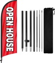 Open House Flags for Real Estate Agents With Pole Kit and Ground Stake 8Ft, Signs for Outside, Flag Sign Banner (Black/Red)