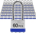 Padlocks with Same Key, LQYN 60 Pcs Laminated Keyed Padlock (1-9/16", 40mm), Keyed Alike Locks, Long Shackle, for Storage Locker, Hasp Latch, Toolbox, Sheds
