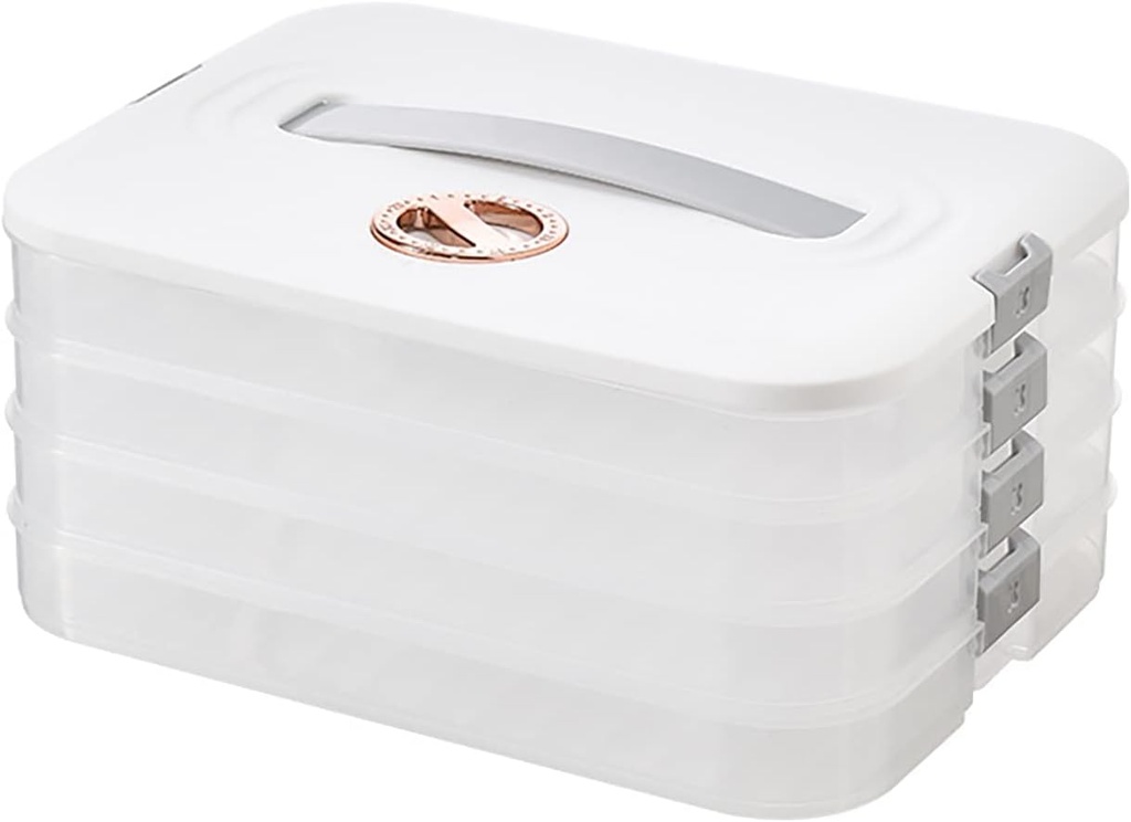 4-Layer Food Storage Containers with Lids Dumpling Storage Box,Good Sealing,Stackable Food Containers