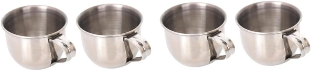 2sets Small Stainless Steel Water Mugs Drinking Cups for Tea Sake Milk Design for Home Use for Hot Cold Beverages 2pcs*2