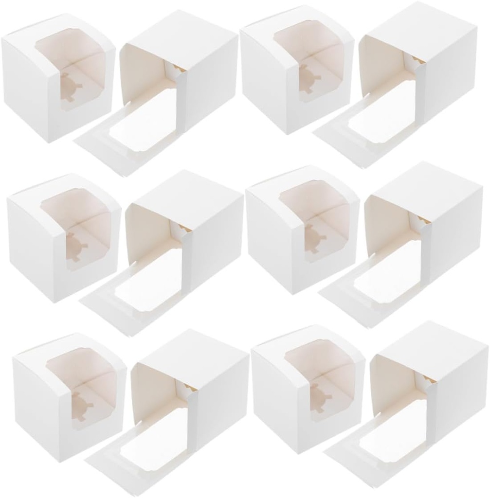 40pcs Single Cupcake Display Boxes Clear Window Packaging Case Individual Dessert Containers Miniature Cake Portion Boxes for Wedding Party Bakery