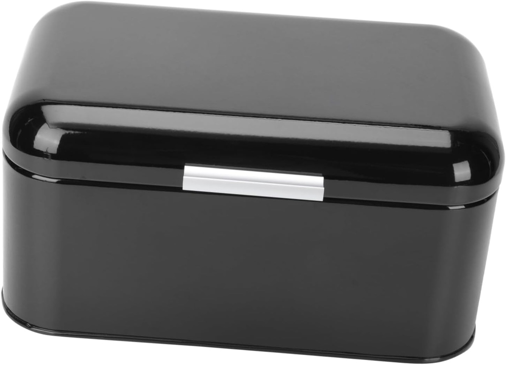 Metal Bread Storage Container Capacity Kitchen Organizer Box for Home Bakery Iron and Plastic Material Space Saving Black Bread Bin for Fresh Loaf Preservation