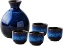 5-Piece Handmade Ceramic Sake Set Includes 12 oz Sake Pot and 4 Ceramic Sake Cups for hot/Cold Sake Serving