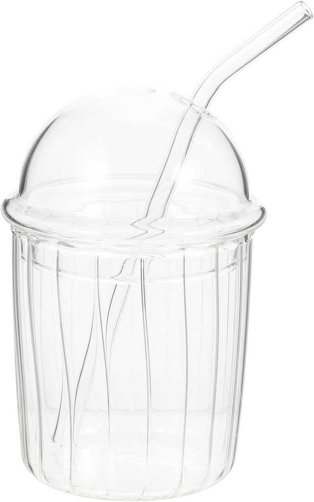 Alipis Glass Water Cup Lid High Temperature Resistant Milk Tea and Juice Cup Set for Daily Use Portable Straw Bottle for Camping and Travel