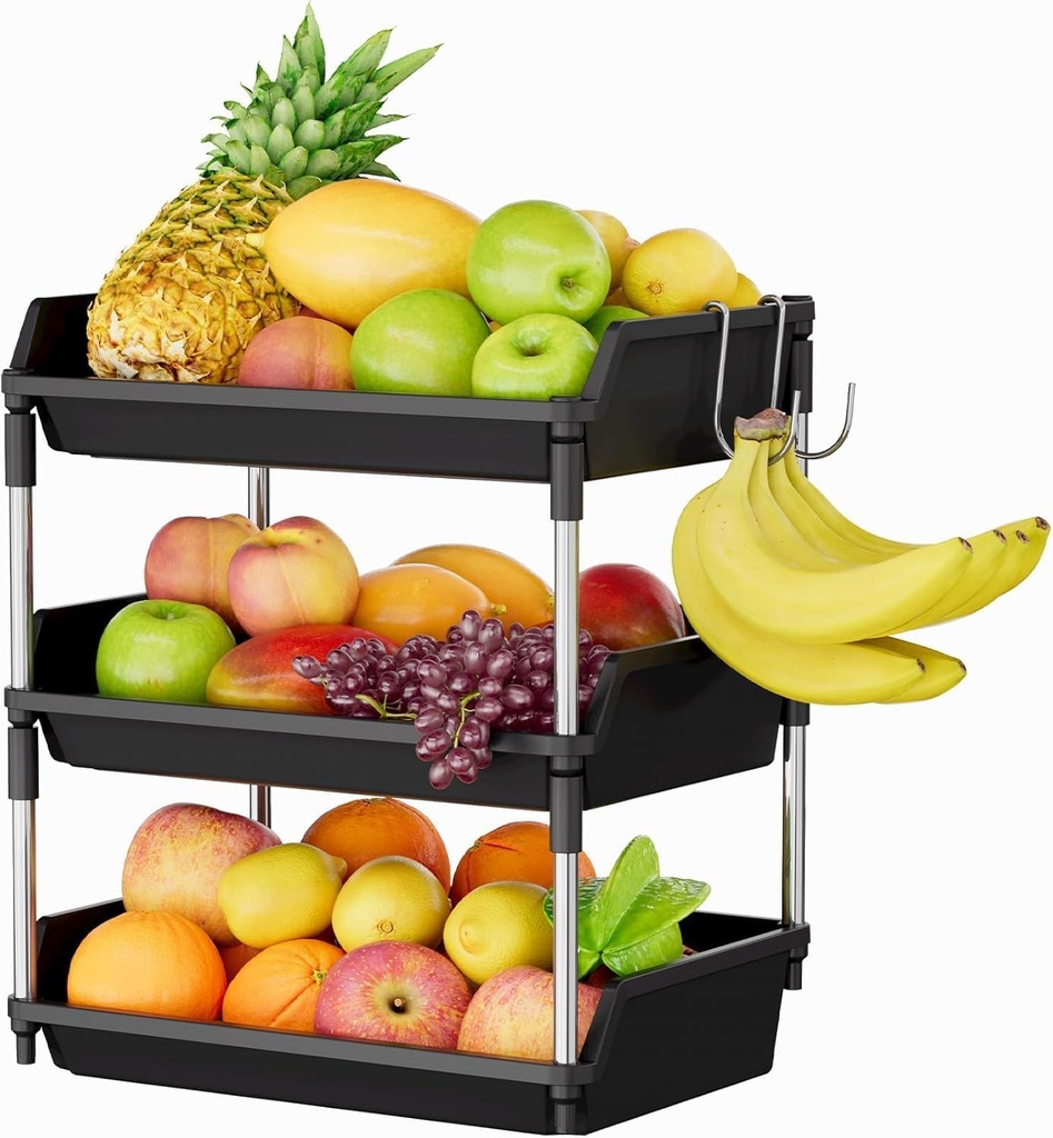 Lifewit Plastic Stackable Storage Baskets,Fruit Basket for Kitchen Counter,Multi-Functional Stackable Storage Containers Shelves