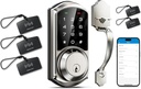 Veise VE06-H Smart Front Door Lock Set, App Control Keyless Entry Deadbolt with Lever Handle with VK01 IC Cards