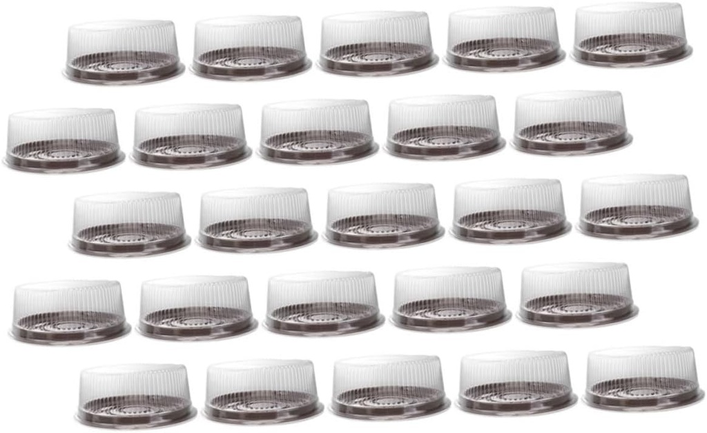 25pcs Clear Lid Round Cake Boxes Plastic Cake Containers with Lids for for Treats Packaging