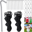 36 Pieces Inflatable Stakes and Tethers Replacement Tethers and Aluminum Metal Stakes Yard Inflatable Accessories with Hook for Fixing Halloween Christmas Decorations Inflatables Lawn Decor Tent