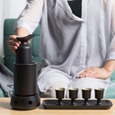 Sake Cup Set Sake Set Japanese 8-Piece Sake Set, Black Glaze 10 Oz Wine Glass Set with Candle Stove and Warming Pot Tray, Quaint Sake Set, for Cold/Warm Sake Pot Set