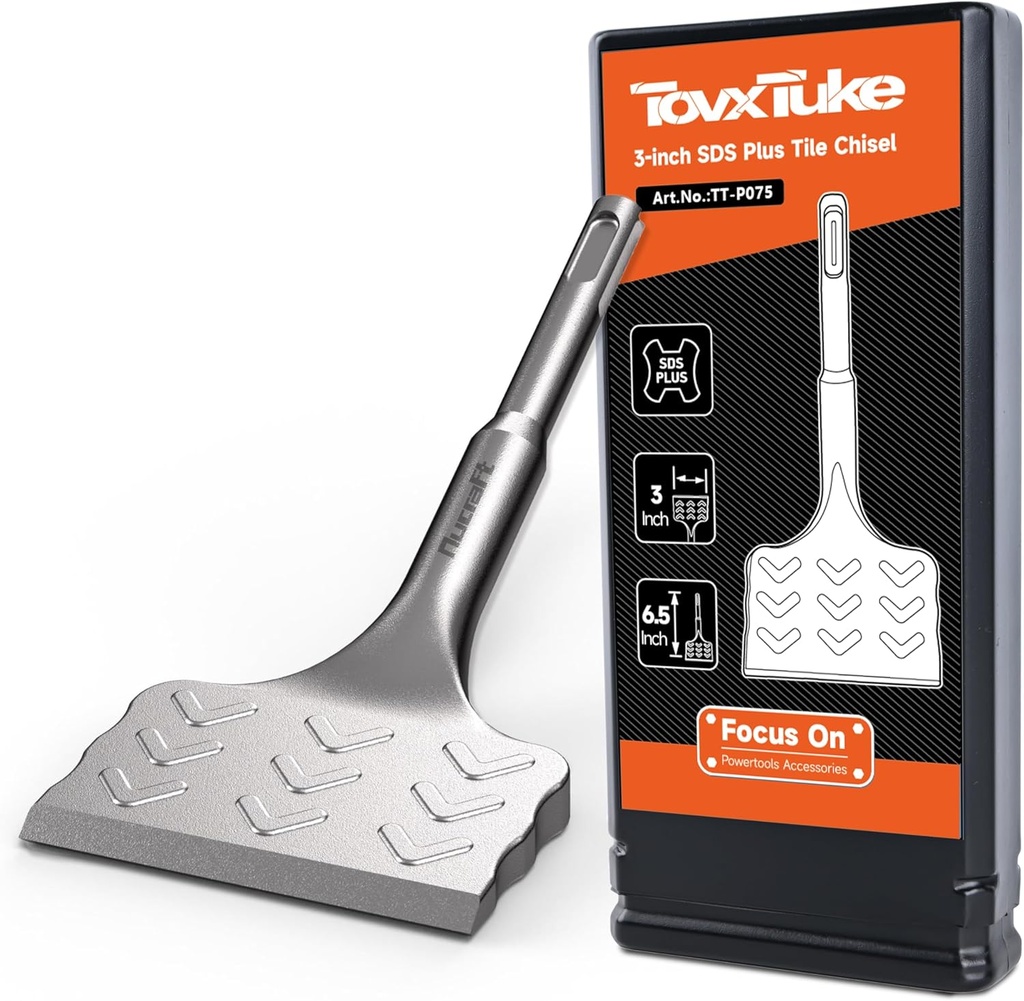 TovxTuke SDS Plus Chisel 3 Inch 20° Curved Scraper Chisel Cranked Bent Tile Removal Chisel Bit for SDS Plus Rotary Hammer Drill for Ceramic & Tile Removal
