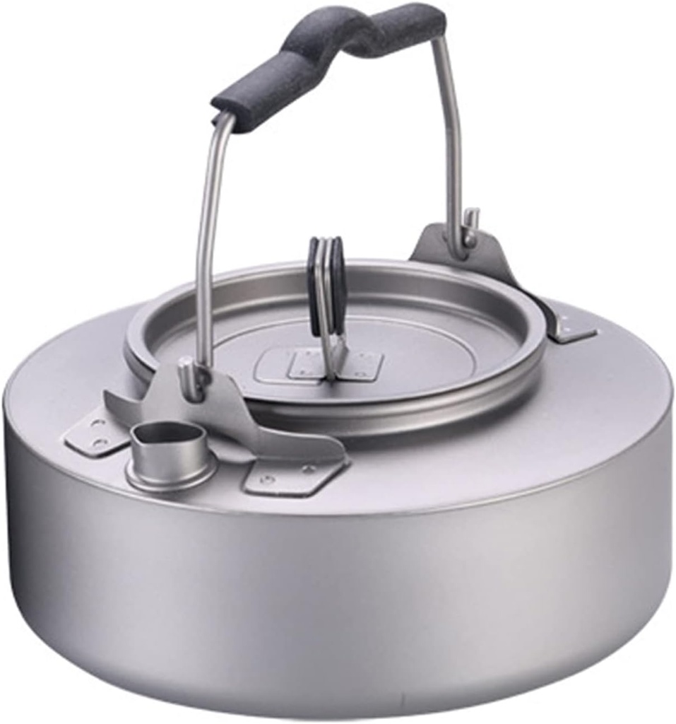 Kettle Whistling Coffee Maker Teapot Outdoor Camping Picnic Kettle Gas Large Capacity Induction Cooker Gas Universal with Folding Handle Titanium,600ml