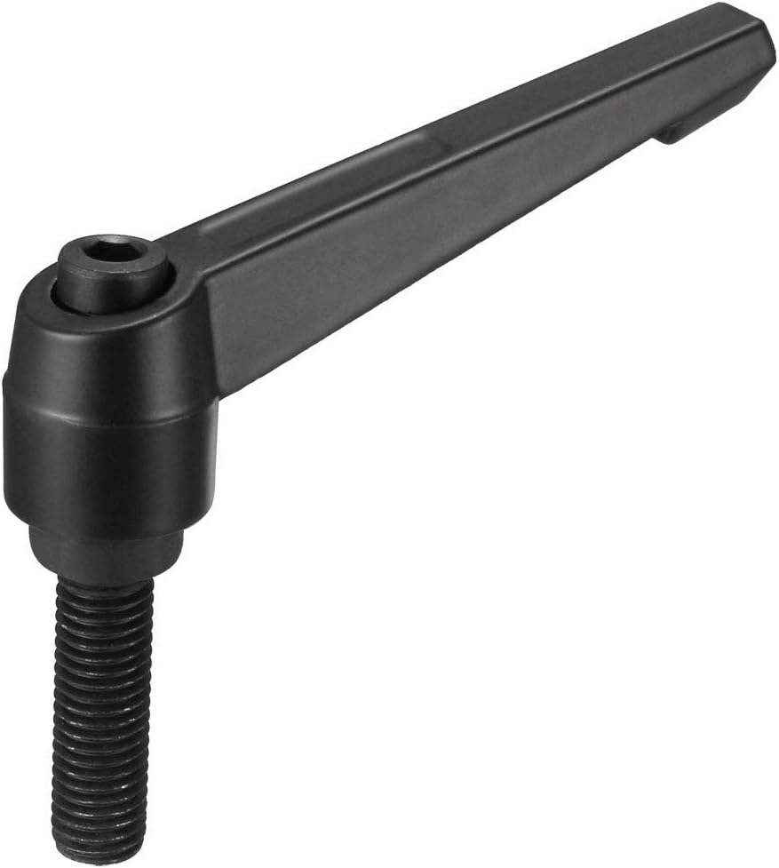 uxcell M12 x 40mm Handle Adjustable Clamping Lever Thread Push Button Ratchet Male Threaded Stud Knobs Rotating Screw Handles Bolts with Locking Lever Black