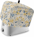 Blue Yellow Flowers Toaster Cover 4 Slice, Kitchen Appliance Covers with Pocket & Loop, Botanical Blossom Motif Polyester Bread Machine Covers Dust & Fingerprint Protection