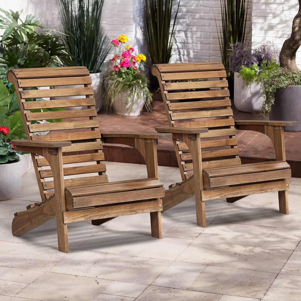 Teal Island Designs Kenneth Natural Wood Adirondack Chairs Set of 2