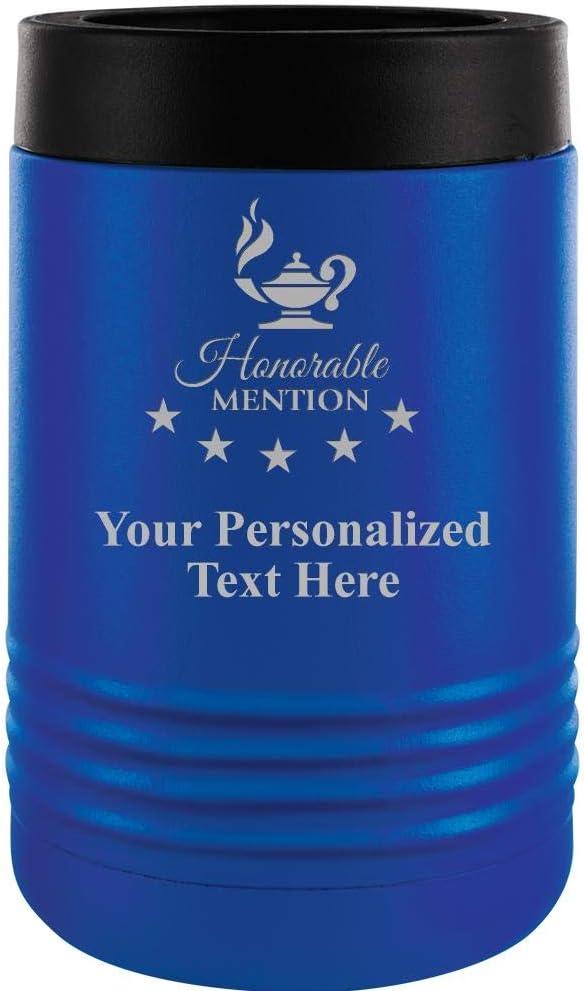 Custom Beverage Holder, 12 oz Blue Personalized Honorable Mention Insulated Can Cooler Prime