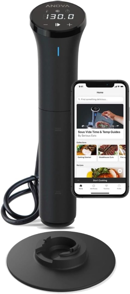 Anova Culinary Sous Vide Precision Cooker Nano 2.0 with Anchor Base (Black+Base)