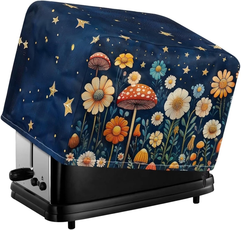 Mushroom 4 Slice Toaster Covers with Top Handle Anti Stains Kitchen Appliances Cover Bread Maker Protector Washable Fits for Most Standard Toasters