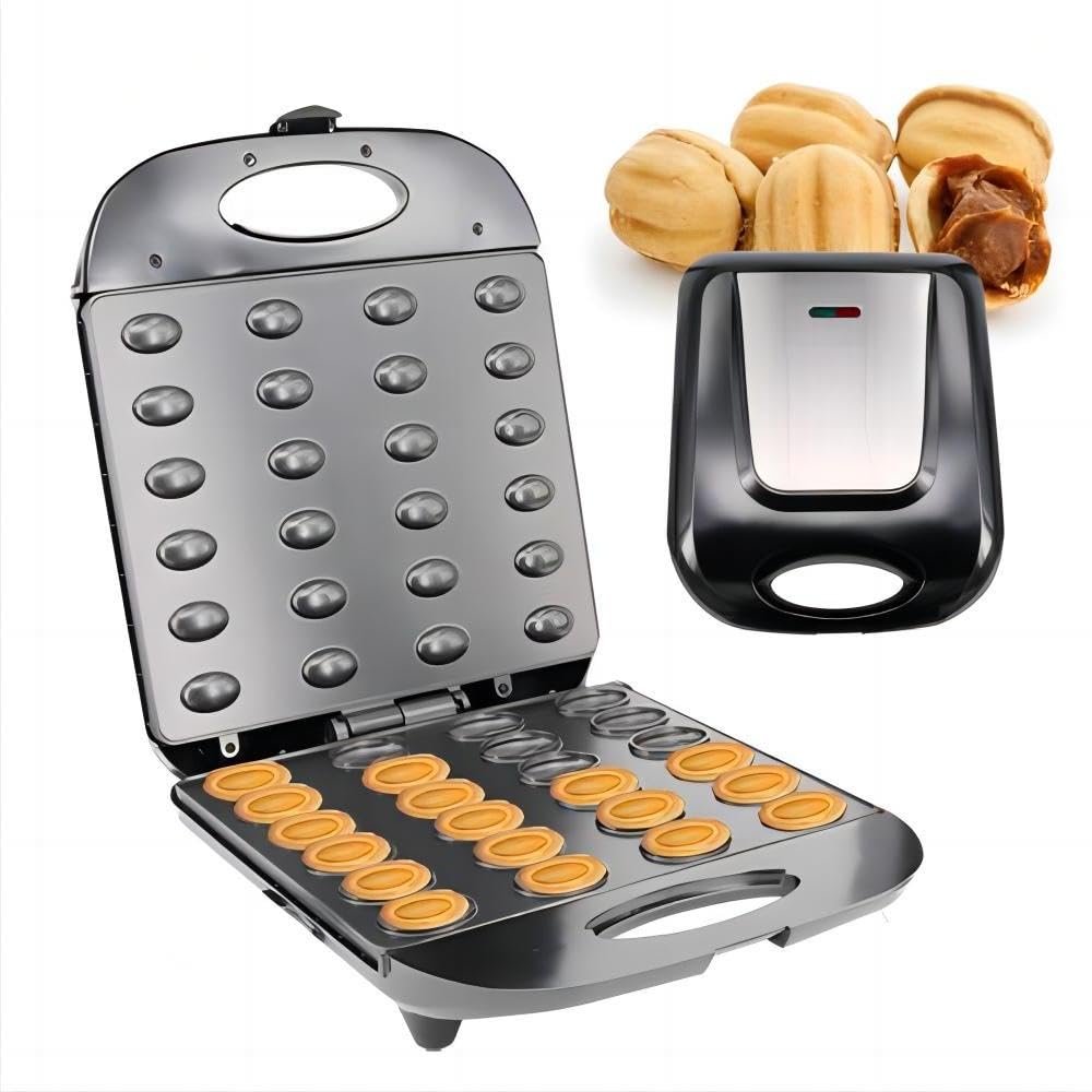 Walnut Cookie Maker 24 Holes Mold Maker Electric Walnut Cake Maker Mini Nut Waffle Bread Machine Sandwich Iron,Toaster Baking Breakfast Pan