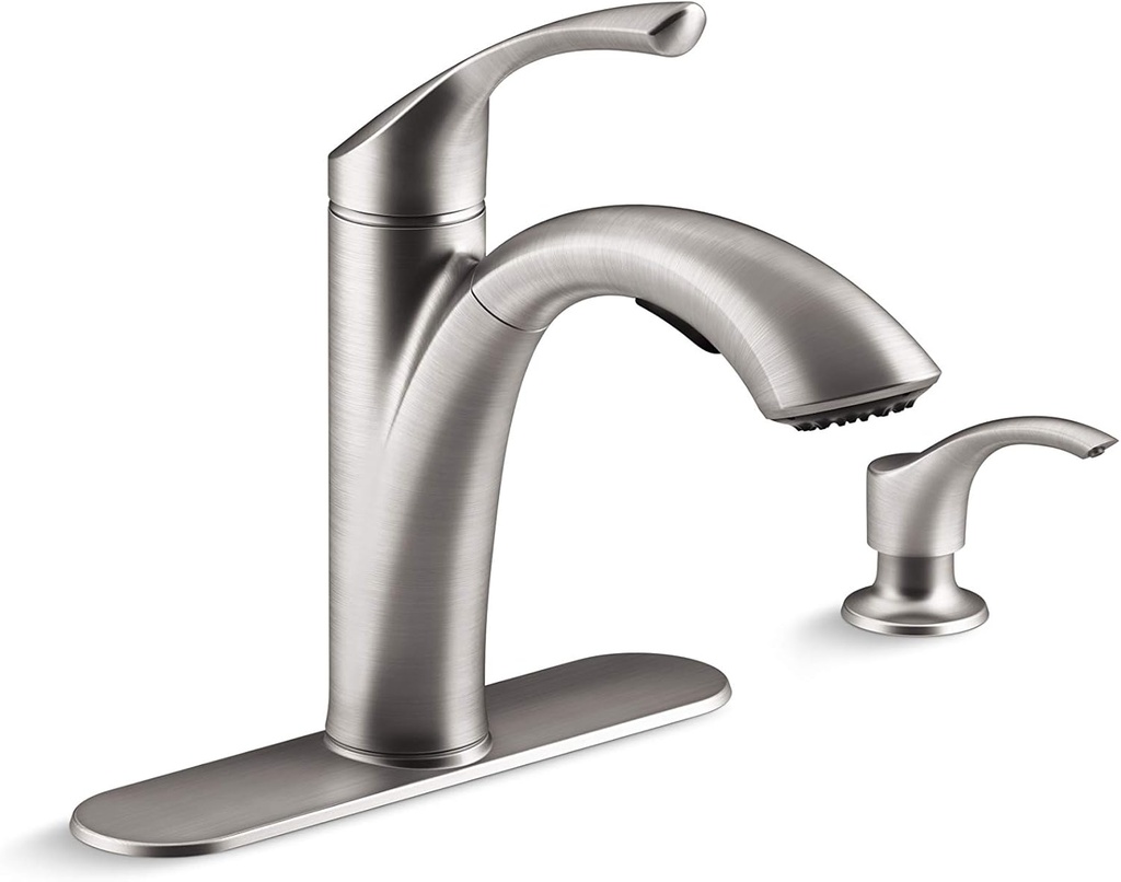 Kohler Mistos Single-Handle Pull-Out Sprayer Kitchen Faucet in Stainless Steel K-R72510-SD-VS