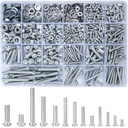 1080 Pcs Screws Bolts and Nuts Assortment Kit, Metric Machine Screws and Nuts and Flat Washers, M3/M4/M5/M6 Cross Slotted Round Head Bolts Sets (C)