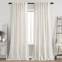 Cream Linen Back Tab Curtains 84 Inch Length for Living Room 2 Panel Set Neutral Modern Farmhouse Window Privacy Semi Sheer Linen Drapes Rustic Pinch Pleated Look Curtain Natural Ivory Colored