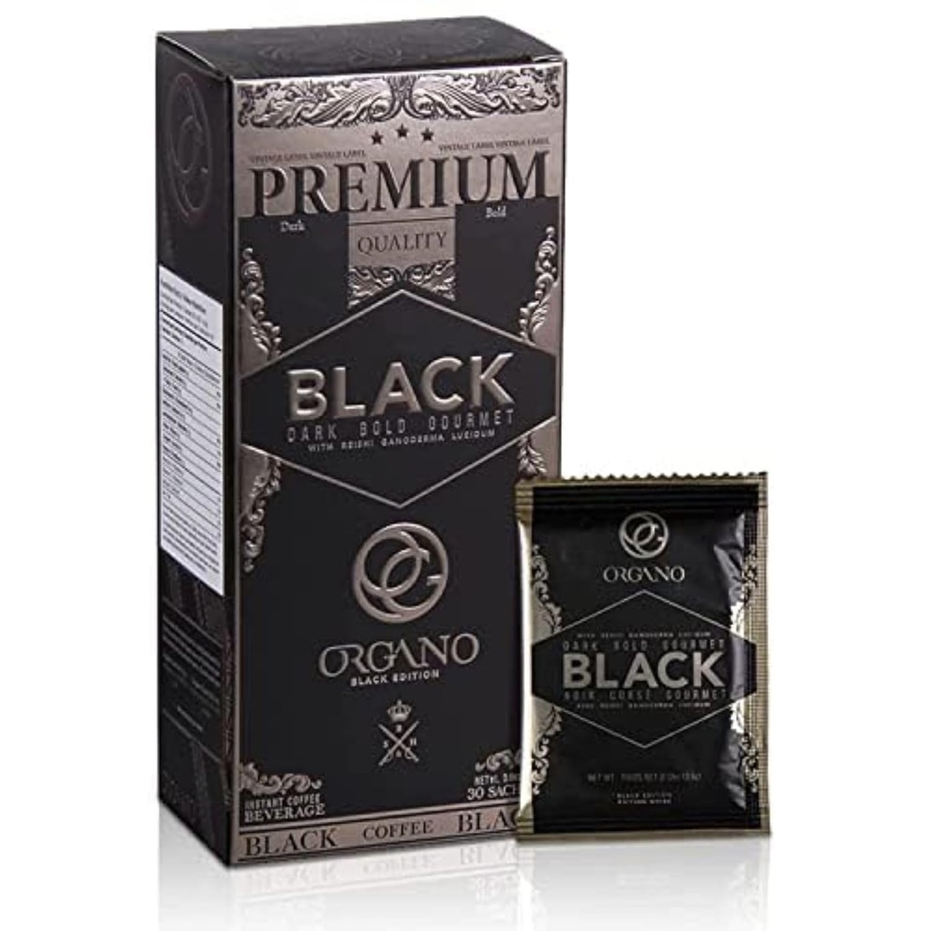 ORGANO Gourmet Black Coffee, 100% Certified Ganoderma Lucidum (30 Sachets)