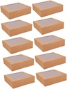 BESTOYARD 10Pcs Transparent Window Dessert Boxes Cake Containers for Cupcakes Cookies Pies Muffins Sturdy Lightweight Bakery Packaging with View for