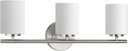 Replay Collection 3-Light Etched White Glass Modern Bath Vanity Light Brushed Nickel