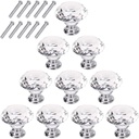 XMHF 4Pcs 30mm Diamond Shape Crystal Glass Cabinet Dresser Drawer Hardware Cupboard Wardrobe Knobs Door Pull Handle White Crystal