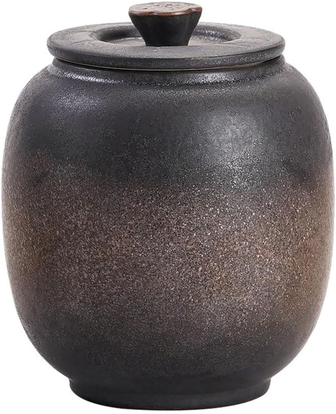 Gilded Glaze Ceramic Tea Container with Lid Large Multi-Functional Jar for Sugar Grain Desktop Organizer Home Kitchen Storage