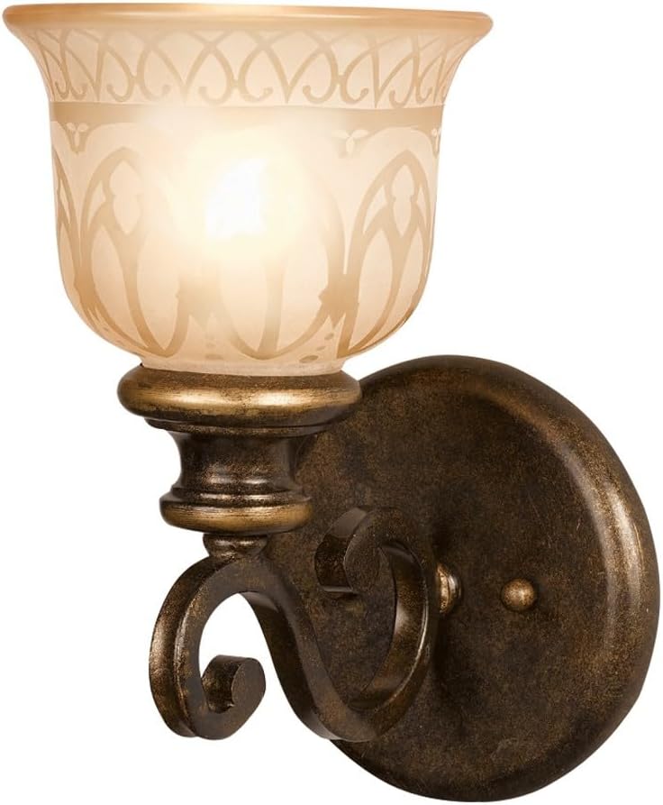 Crystorama Norwalk 1 Light Bronze Umber Sconce with Sconce with Glass Shade
