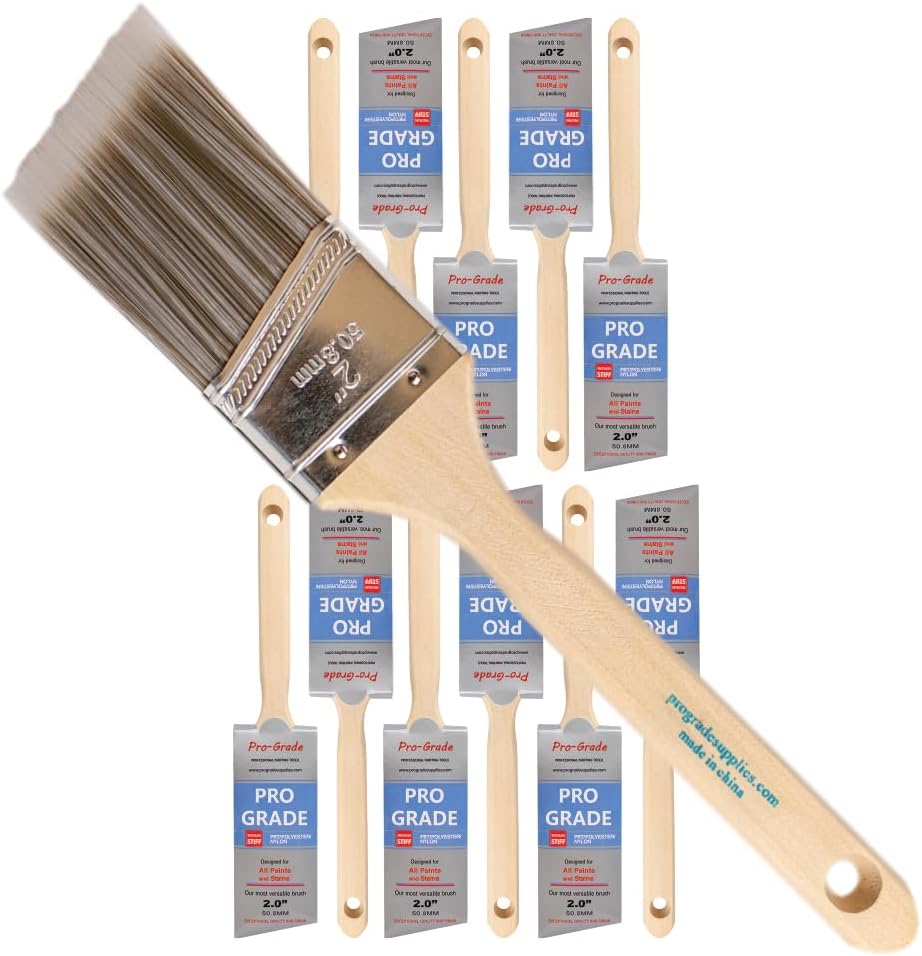 Pro Grade - Paint Brushes - 12Ea 2" Angle Brushes
