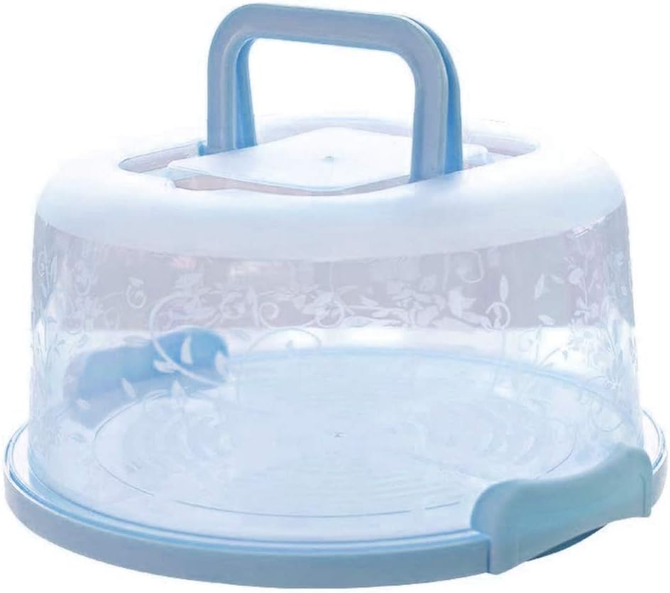 Portable Cupcake Carrier with Handle - Transparent Cake Storage Box, Dessert Container for Baking, Parties and Travel, Plastic Food Preservation Box (Blue)