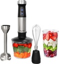 MegaChef MC-158C 4 in 1 Multipurpose Immersion Hand Blender with Speed Control and Accessories, 4in1, Silver