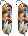 Maple Leaf Winter Plastic Bag Holder Set of 2 Grocery Bags Holders Shopping Trash Bag Dispenser Wall Mount Reusable Kitchen Storage Organizer 20.5 x 8.7 in