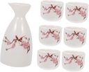 Alipis Japanese Style Ceramic Sake Pot Set Creative Sake Kettle Serving Cups Traditional White Wine Holder for Home Entertaining