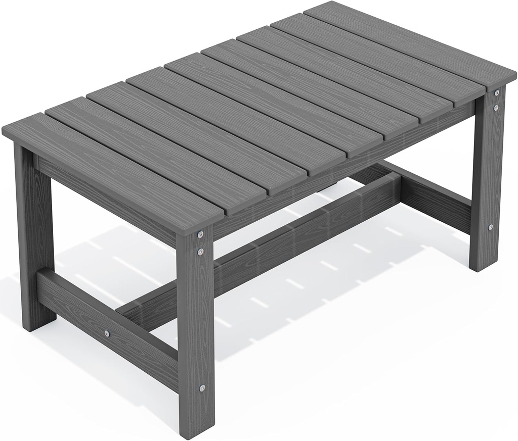 SERWALL Outdoor Coffee Table, HDPE Patio Coffee Table for Outside, Grey