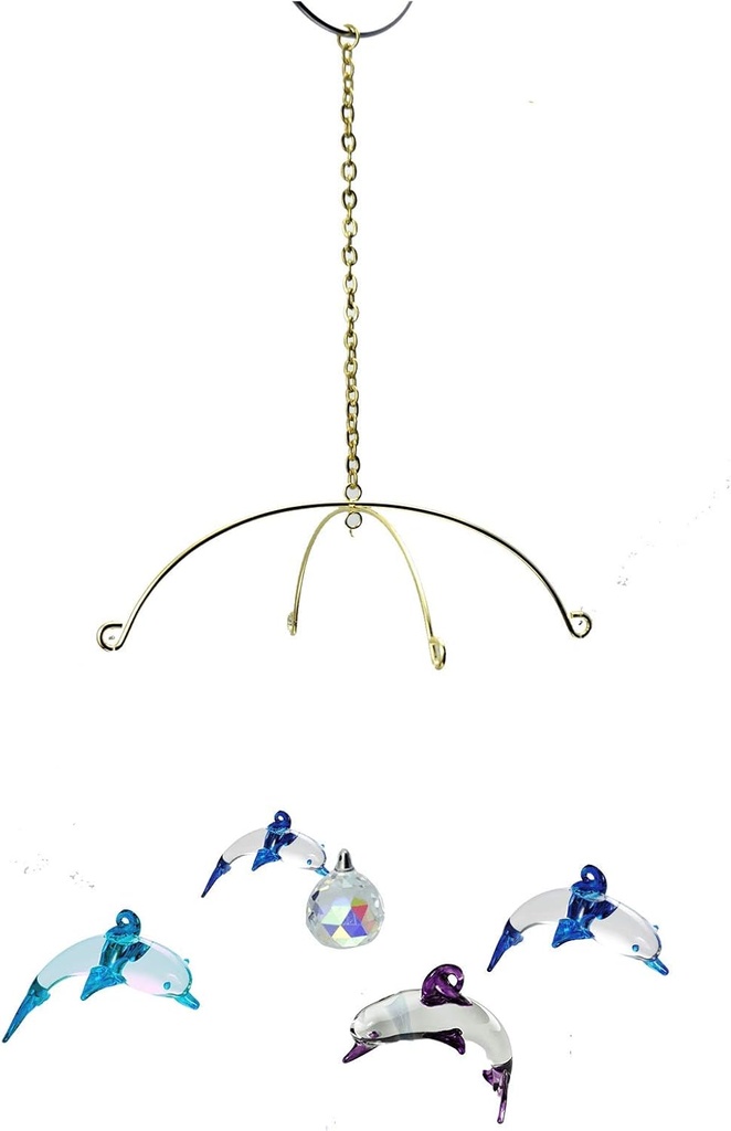 Crystal Castle Glass Dolphins, Includes Stand - Set of 4