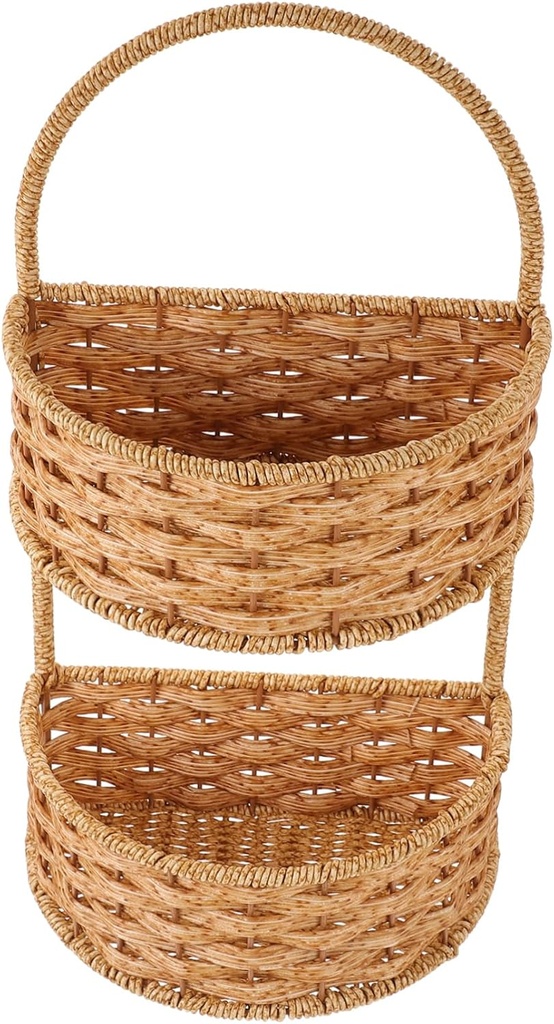 Boho Retro Style Wall Hanging Storage Basket Woven Organizer Flower Pot Holder for Kitchen Bathroom