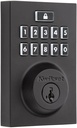 Kwikset 914 Contemporary Keypad SmartCode Electronic Deadbolt Smart Lock featuring SmartKey Security and ZigBee 3.0 Technology in Matte Black
