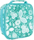 Teal Floral Motif Water Resistant Zipper Closure Insulated Soft Cooler Lunch Bag