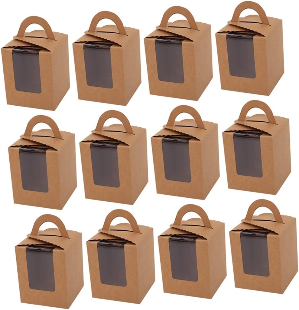 PRETYZOOM Diy Folding Single Cupcake Boxes 48pcs Cake Boxes Window Perfect for Party and Bakery Use