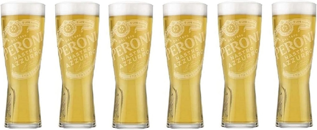 Set of 6 Peroni Nastro 0.4 Liter Glasses