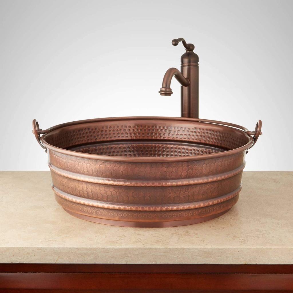 Signature Hardware 426676 17" Copper Vessel Bathroom Sink - Copper