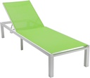 LeisureMod Marlin Poolside Outdoor Patio Lawn and Garden Modern Aluminum Suntan Sling Chaise Lounge Chair, Green